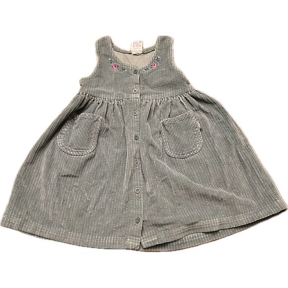 OshKosh B'gosh Other - Vintage Girls OshKosh B'Gosh Green Floral‎ Corduroy Dress Jumper 6